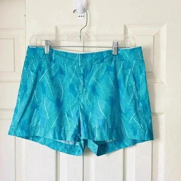 Banana Republic Martin Fit Leaf Print Green &Blue Shorts size 8 - Picture 6 of 6